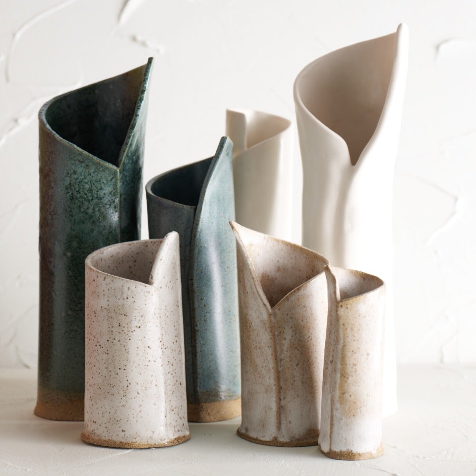 Satin white speckled Vase