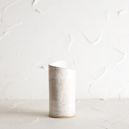 Satin white speckled Vase